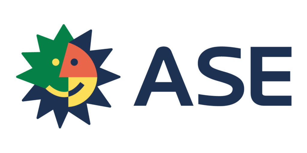 ASE logo on a white background